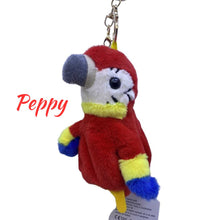 Jucarie de tip Breloc, Papagal care Ciripeste si Imita Vocea, 12-14cm.