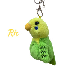 Jucarie de tip Breloc, Papagal care Ciripeste si Imita Vocea, 12-14cm.