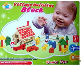 Fermă din Lemn – Set Cuburi de Construcție, 48 Piese