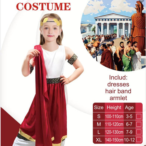 Costum set Halloween de copii, Imparateasa Romana, 3 piese.