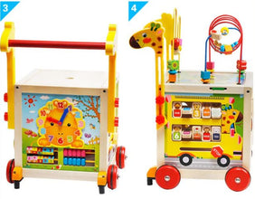 Antemergător pentru Copii cu Cub de Activități din Lemn – 6 în 1