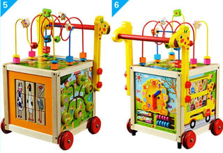 Antemergător pentru Copii cu Cub de Activități din Lemn – 6 în 1