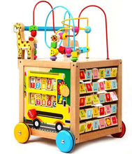 Antemergător pentru Copii cu Cub de Activități din Lemn – 6 în 1