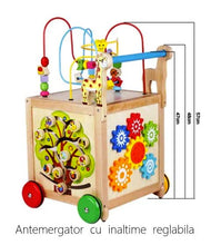 Antemergător pentru Copii cu Cub de Activități din Lemn – 6 în 1