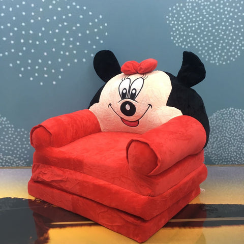 Fotoliu de Pluș Extensibil pentru Copii, Mickey Mouse Rosu, 80cm.