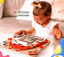 Busy Board Veveriță din Lemn – Jucărie Educativă Senzorială cu 17 Activități