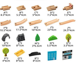 Circuit din Lemn KABI cu Trenuleț, Vehicule și Figurine – Set Educativ 80 Piese