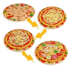 Set Puzzle Pizza din Lemn – Jucărie de Învățare prin Joacă