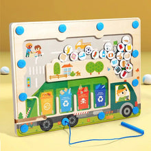 Tablă cu Labirint din Lemn, Tematică Reciclare - Joc Educativ