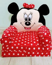 Fotoliu de Pluș Extensibil pentru Copii, Minnie Mouse Rosu cu Buline, 80cm.