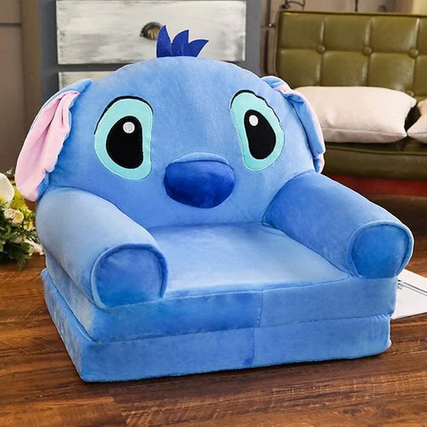 Fotoliu Extensibil Stitch de Pluș pentru Copii, Albastru, 80cm.