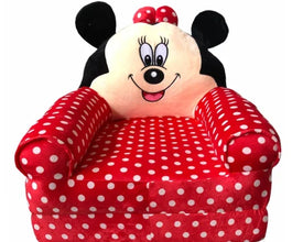Fotoliu de Pluș Extensibil pentru Copii, Minnie Mouse Rosu cu Buline, 80cm.