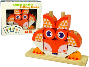 Set Cuburi Puzzle Lemn cu Vulpe – Joacă Inteligentă pentru Cei Mici