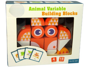 Set Cuburi Puzzle Lemn cu Vulpe – Joacă Inteligentă pentru Cei Mici