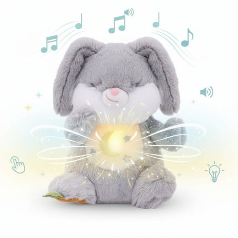 Iepuras interactiv cu Efect de Respiratie, Fluffy Bunny, Iepure cu 5 efecte