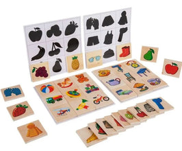 Joc de Asociere Umbre din Lemn – Joc Educativ, 40 Piese