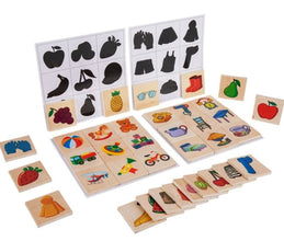 Joc de Asociere Umbre din Lemn – Joc Educativ, 40 Piese