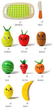 Set 8 fructe din lemn cu tocător și cuțit – Jucărie educativă pentru copii