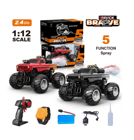 Mașină Telecomandată „Truck Brave” 1:12 – Off-Road, Spray Apă, Control 2.4GHz