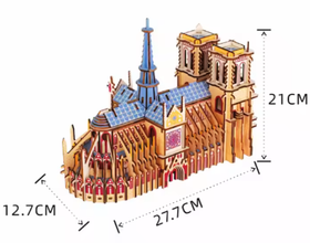 Puzzle 3D din Lemn Notre-Dame Paris – Machetă Arhitecturală