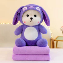 Jucarie de Plus, Ursulet Imbracat set cu Paturica Pufoasa, 55x30cm.