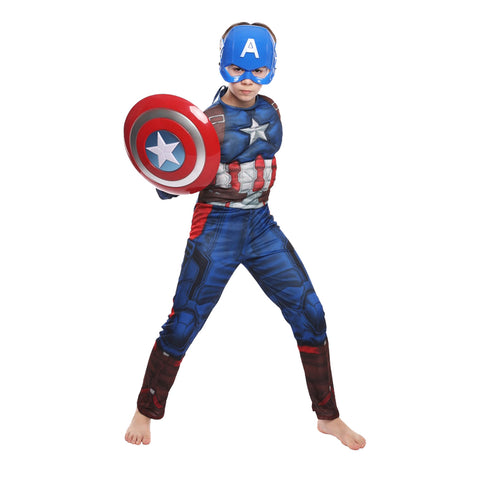 Costum Halloween de Copii, Capitan America Marvel, cu Muschi