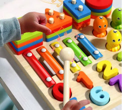 Joc multifuncțional din lemn 4 în 1 pentru copii – Dezvoltare cognitivă și motrică
